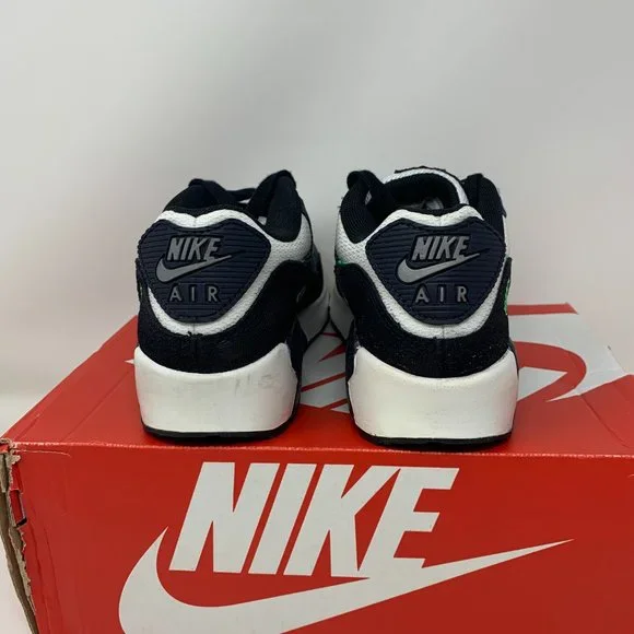 EUC Nike Big Kid's Air Max 90 Leather 2 Black/Obsidian-Scream Green, 5 Big Kid - Picture 3 of 5